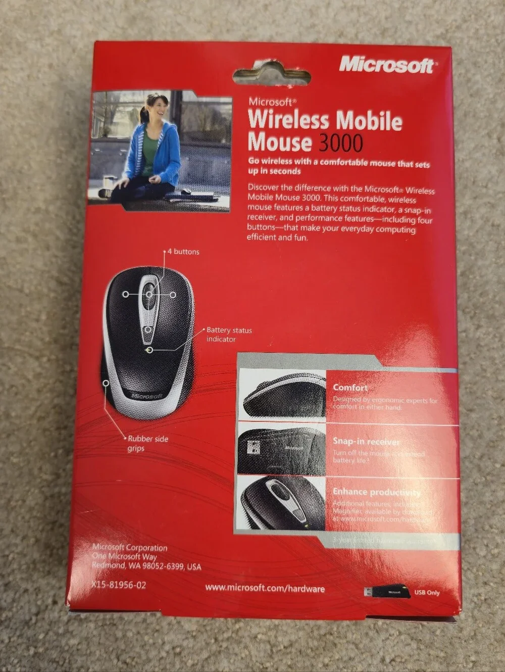 Microsoft Wireless Mobile Mouse 3000 - Pink (1350-1051)